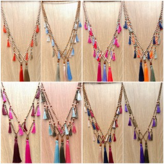 wooden beads colorful tassels fashion necklaces wholesale alot 60 pieces